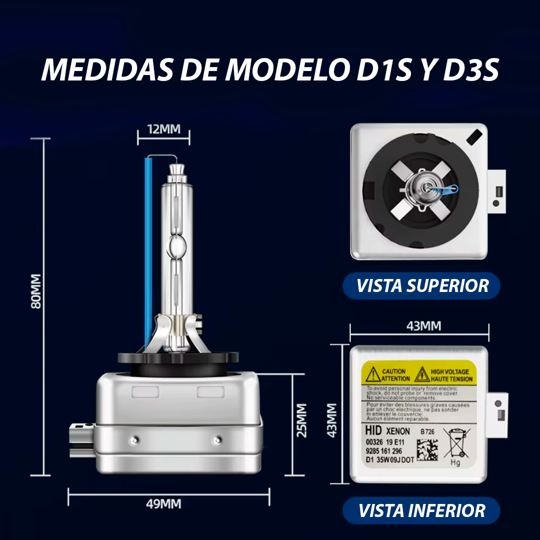 Ampolletas D1s xenon hid 35w 12v luz blanca (2 unidades)