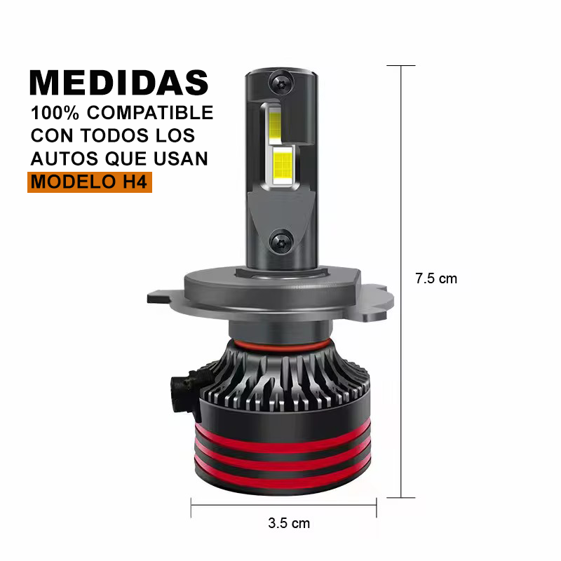 Ampolletas H4 Turbo Led Canbus 40mil Lumens Set 2 Unidades