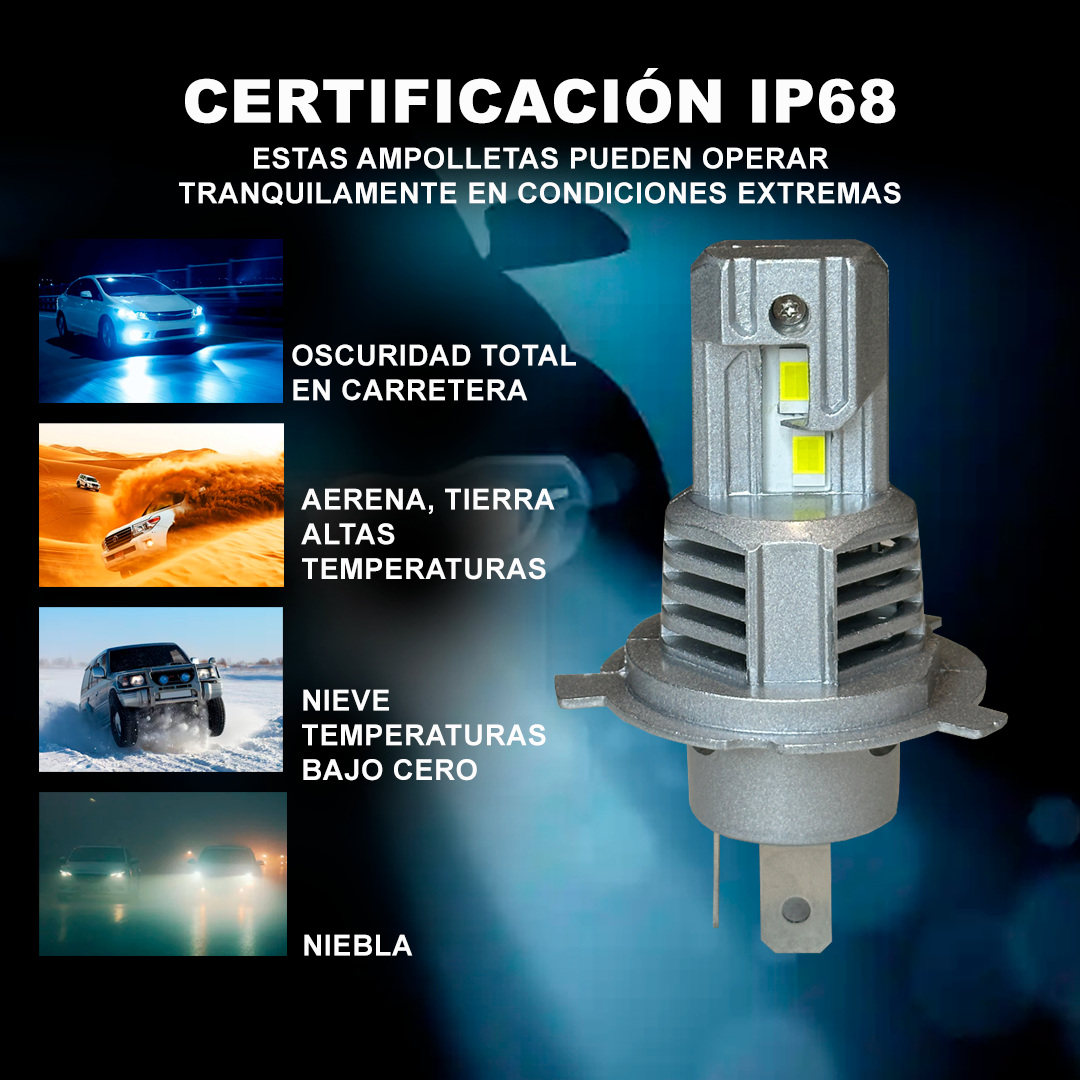Ampolletas H4 Turbo Led Compactas Canbus 40mil Lumens 110w