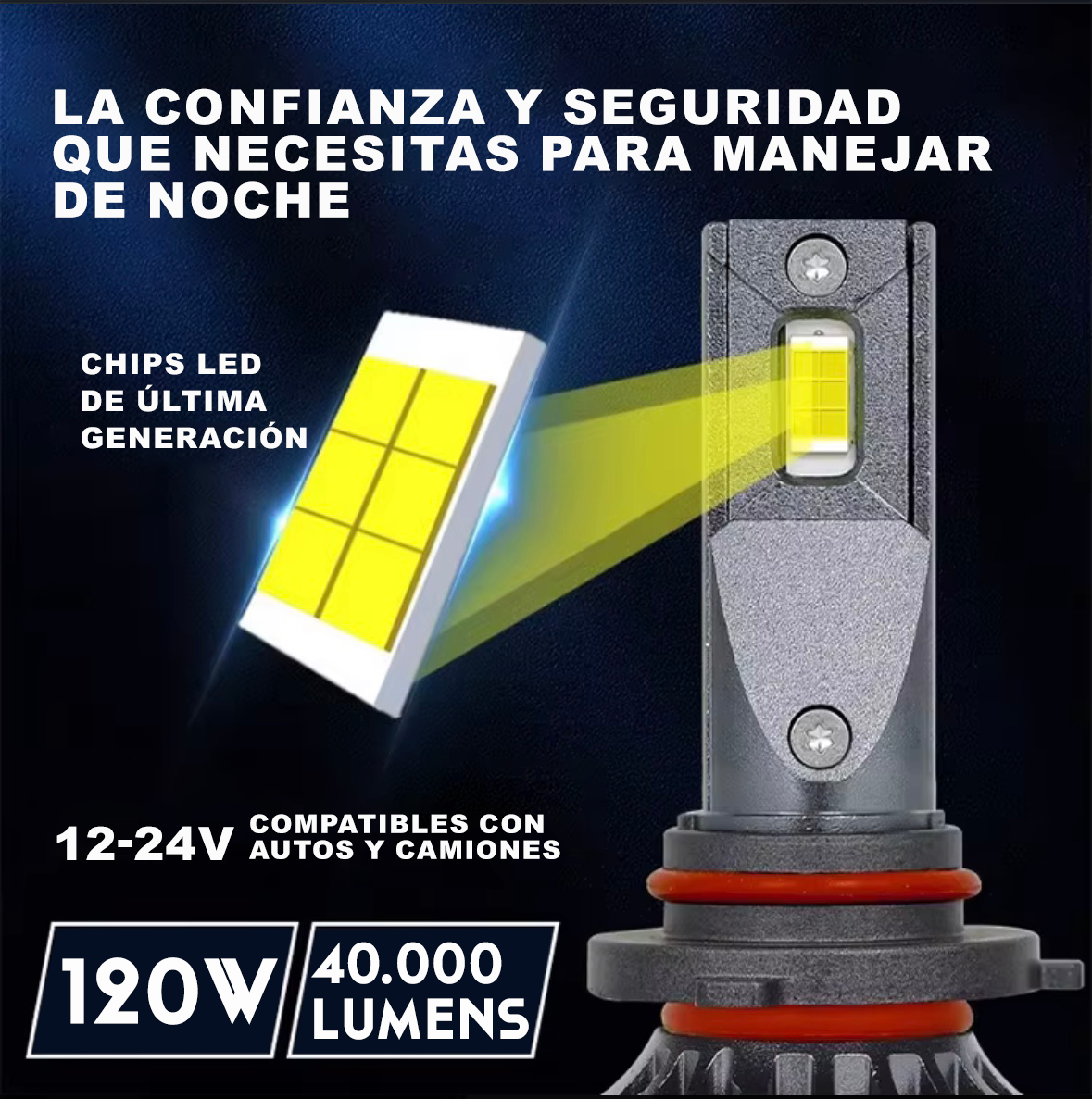 Ampolletas led 9005 hb3 120W 40mil lumens alta iluminación